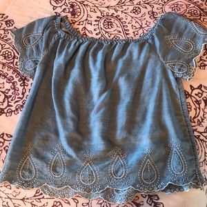 Super cute off the shoulder embroidered blouse